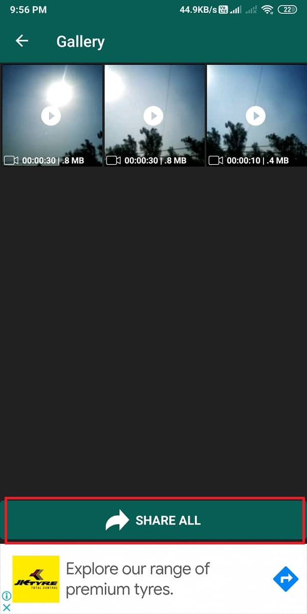 select the 'share all' option from the bottom | How To Post Or Upload Long Video On Whatsapp Status?