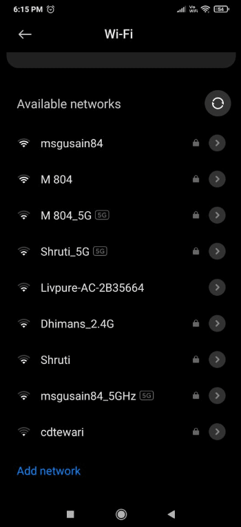 Select the WIFI network to which you wish to join