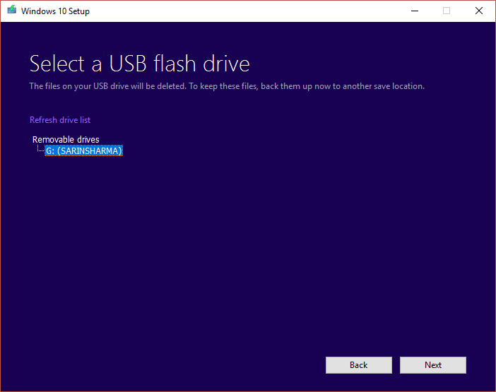 select usb flash drive | Fix No Bootable Device Error on Windows 10