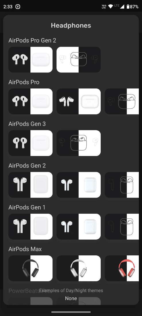 select your AirPods model from the list that appears.