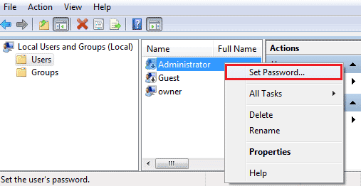 set Administrator password in mmc