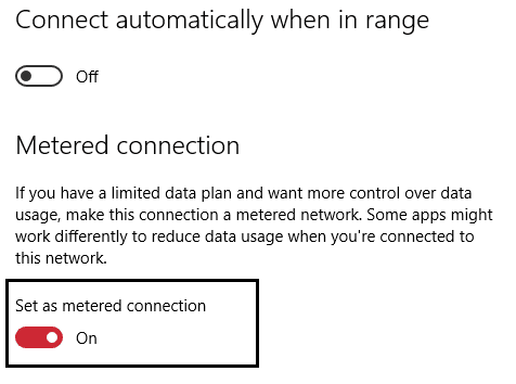 set as metered connection