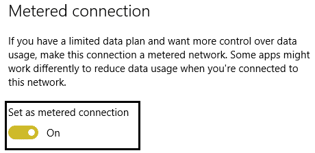set as metered connection ON