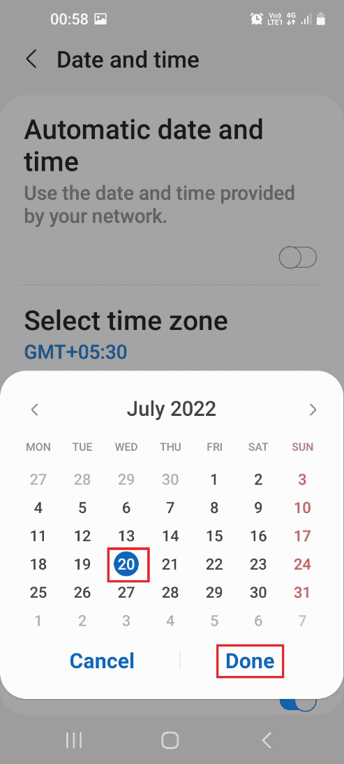 Establezca la próxima fecha en el calendario que se muestra y toque la opción Listo. Cómo hackear cualquier juego en Android