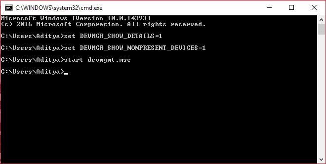 show hidden devices in device manager cmd command