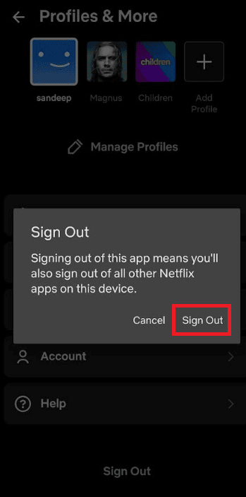 sign out option. Fix Netflix This Title is Not Available to Watch Instantly Error