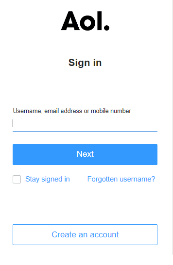 sign in to AOL mail
