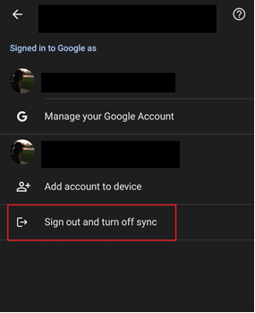 Sign out and turn off sync option highlighted. How to Delete Google Account from Chrome