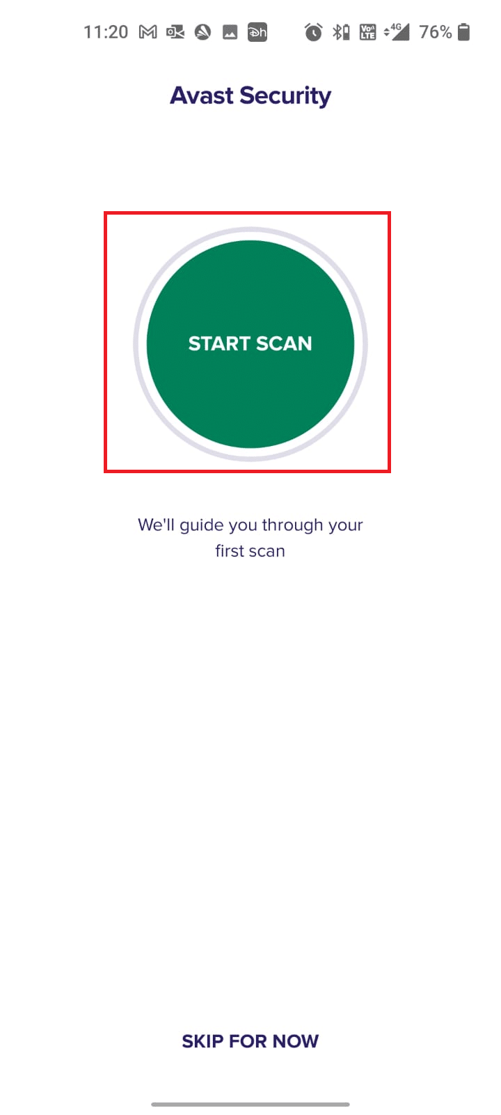 Start scan option