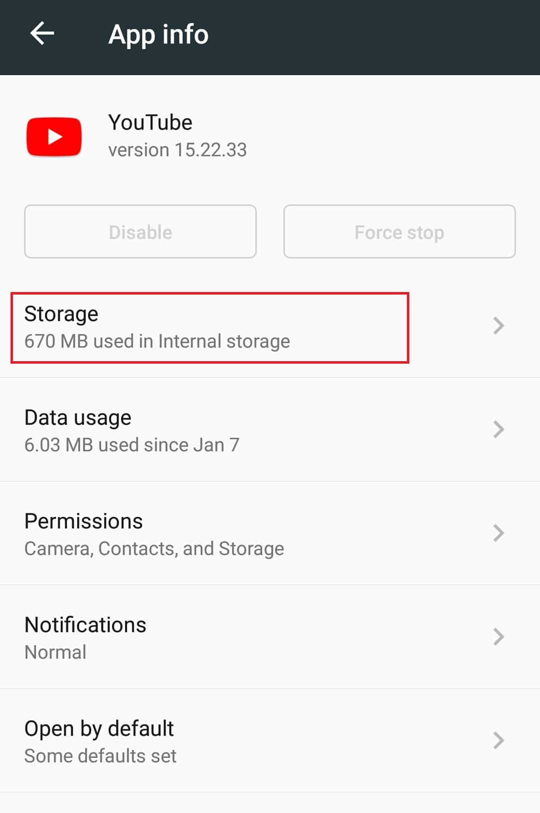 Storage option. Fix YouTube Videos Not Playing on Android