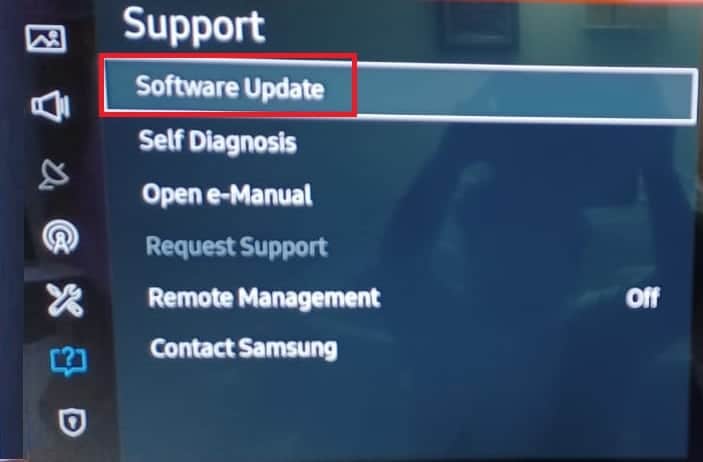 Soporte Configuración Actualización de software Samsung TV