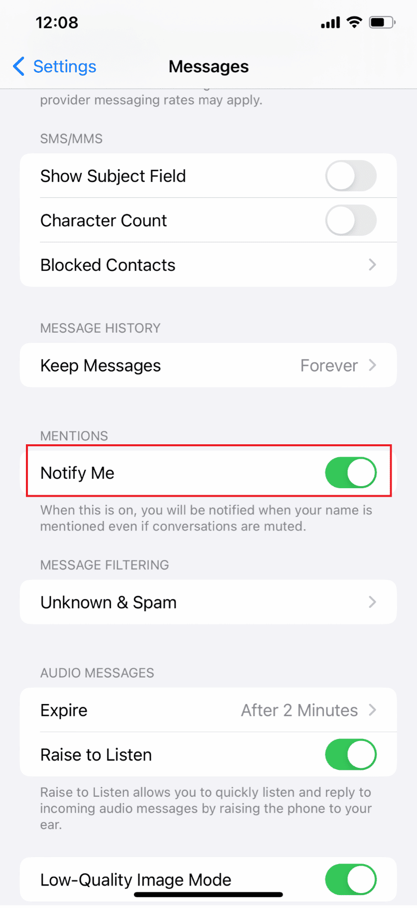swipe down and turn on the toggle for the Notify Me option