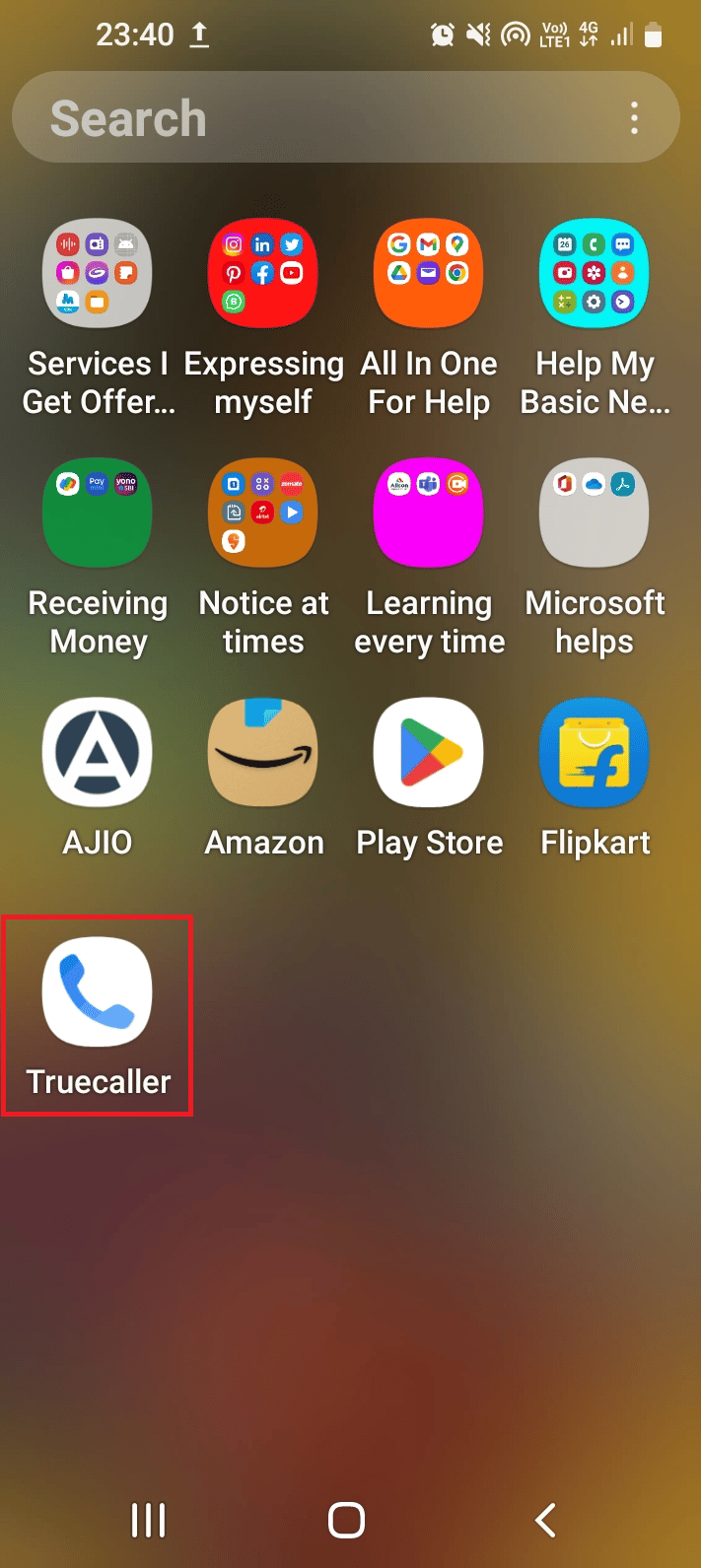 Swipe the screen upwards and tap on the Truecaller app