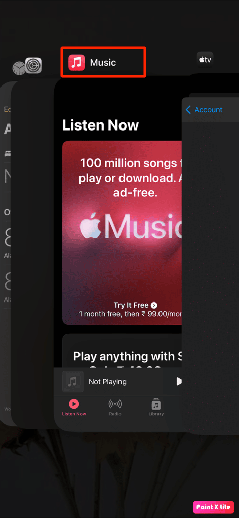 swipe up music app to close it | How to Cancel iTunes Radio