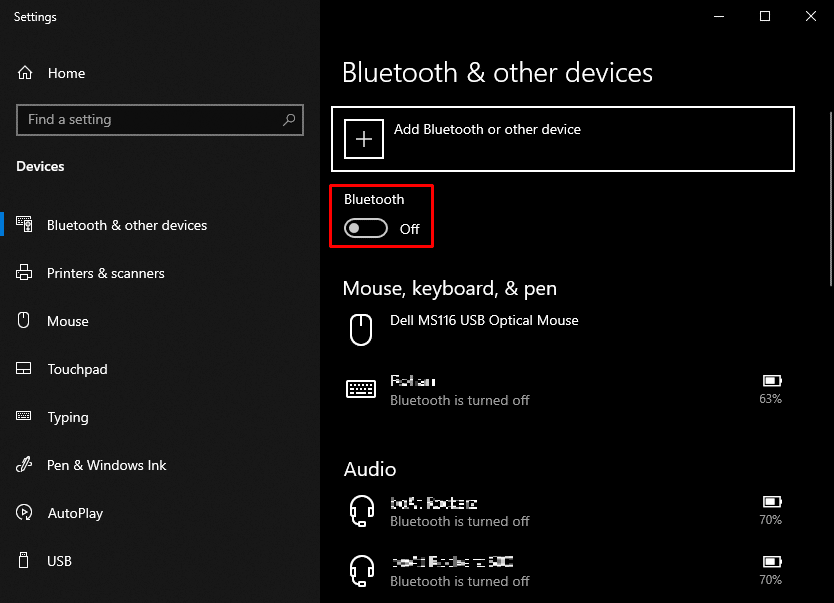 Switch on Bluetooth Services