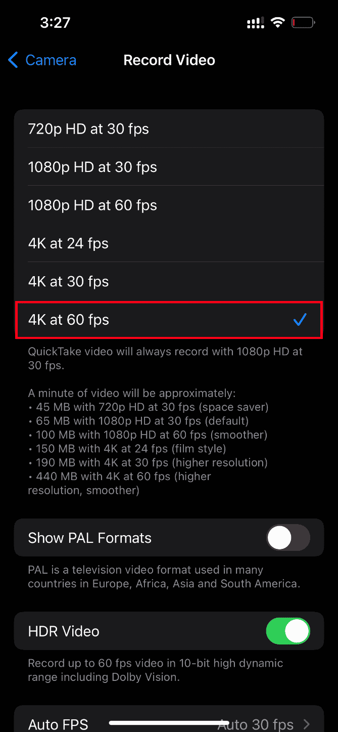 Switch to 4K at 60 fps. Fix An Error Occurred While Loading a Higher Quality Version of This Video iPhone