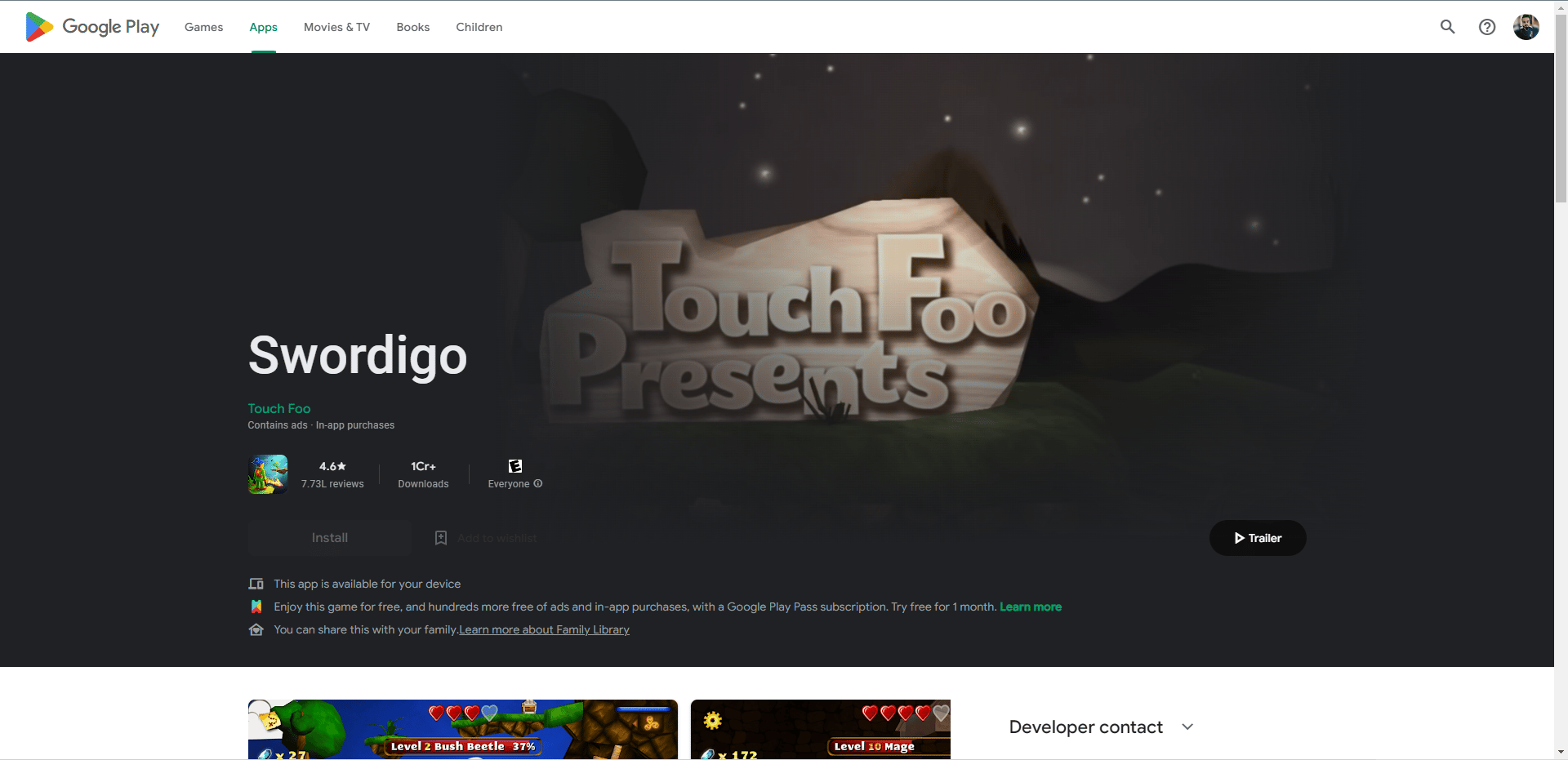 Swordigo play store webpage. Best Games Like Legend of Zelda for Android