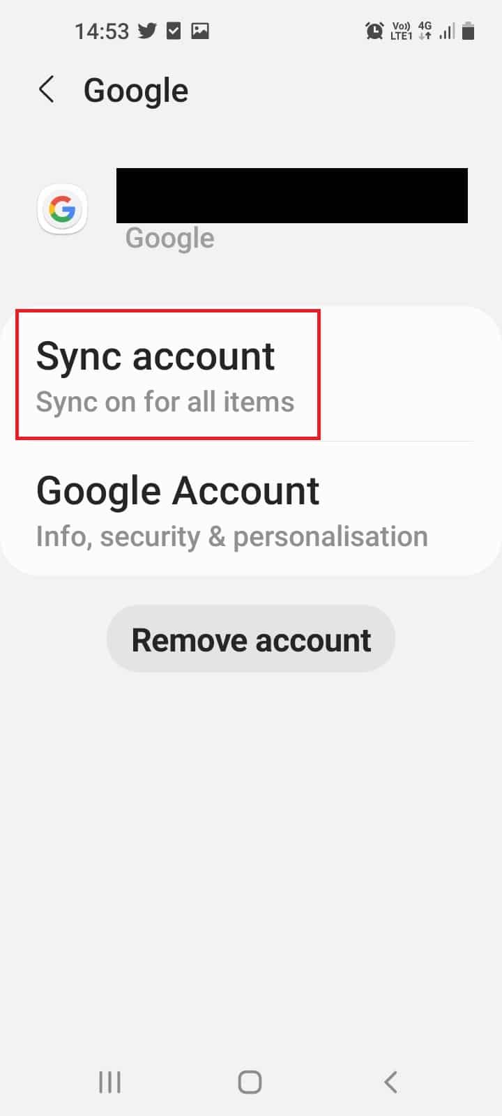 sync google account android