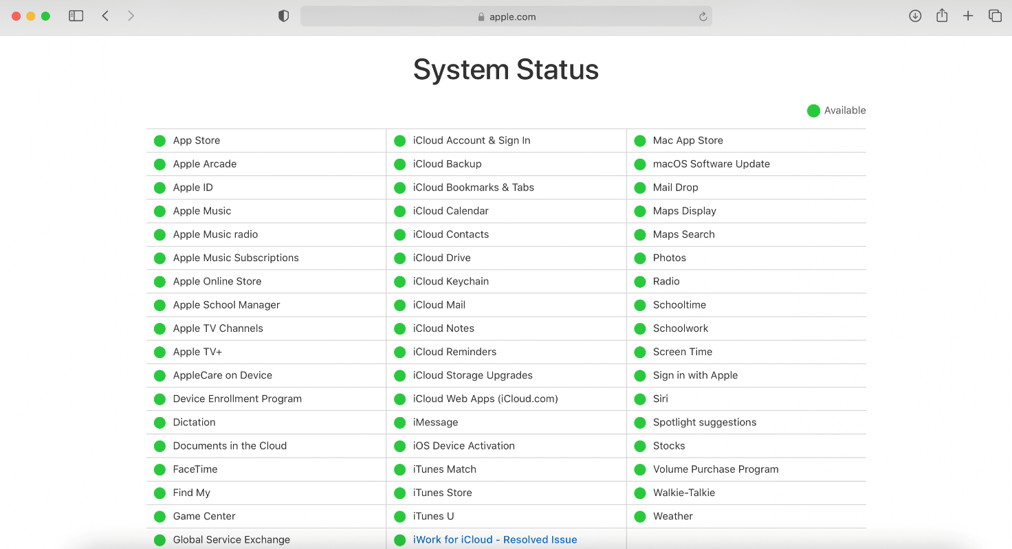 system status 