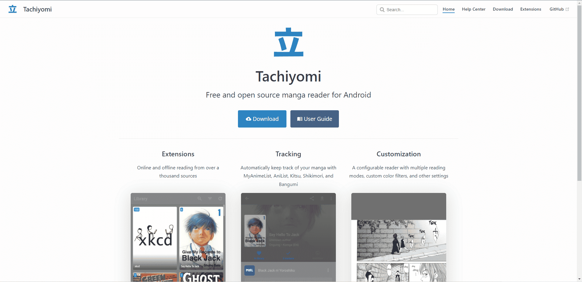 Tachiyomin virallinen verkkosivusto