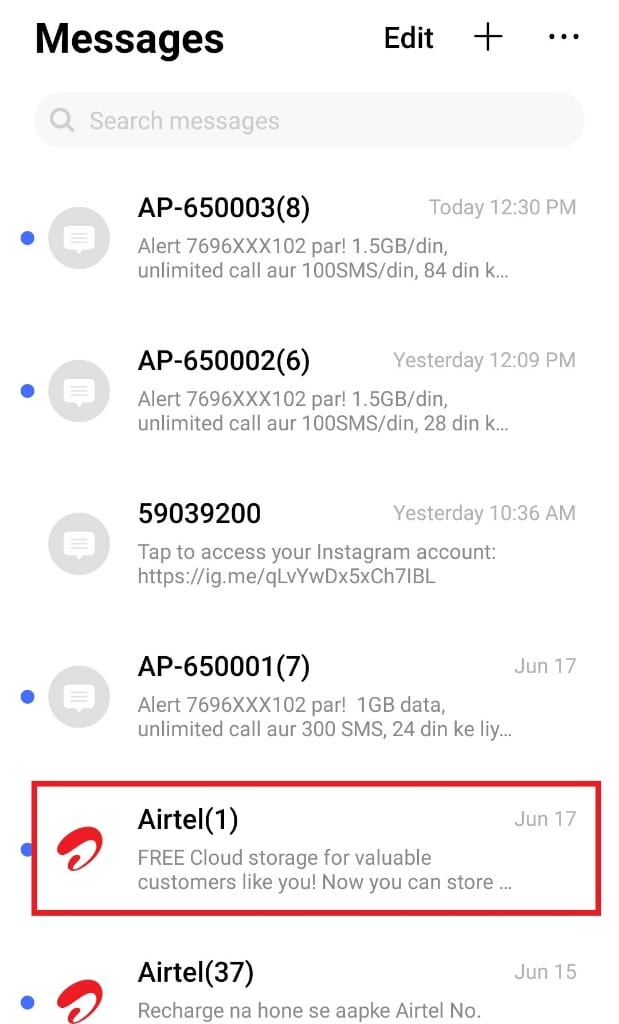 Tap and hold the message list | Fix Unfortunately Messaging Has Stopped Error on Android