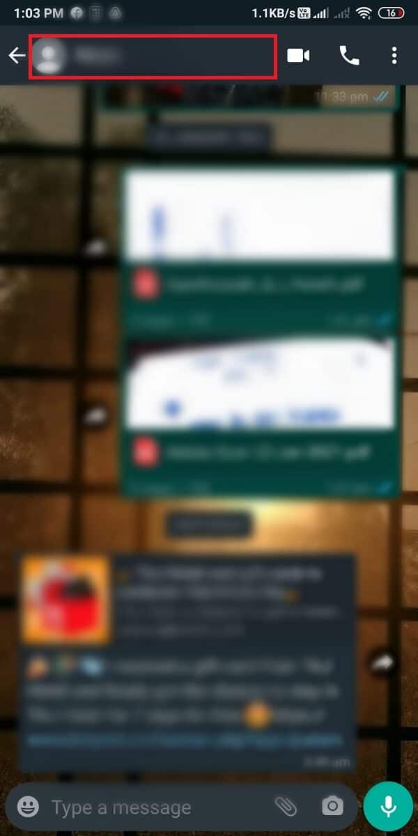 tap at the Contact name at the top of the chatbox.  | Fix Whatsapp Images Not Showing In Gallery