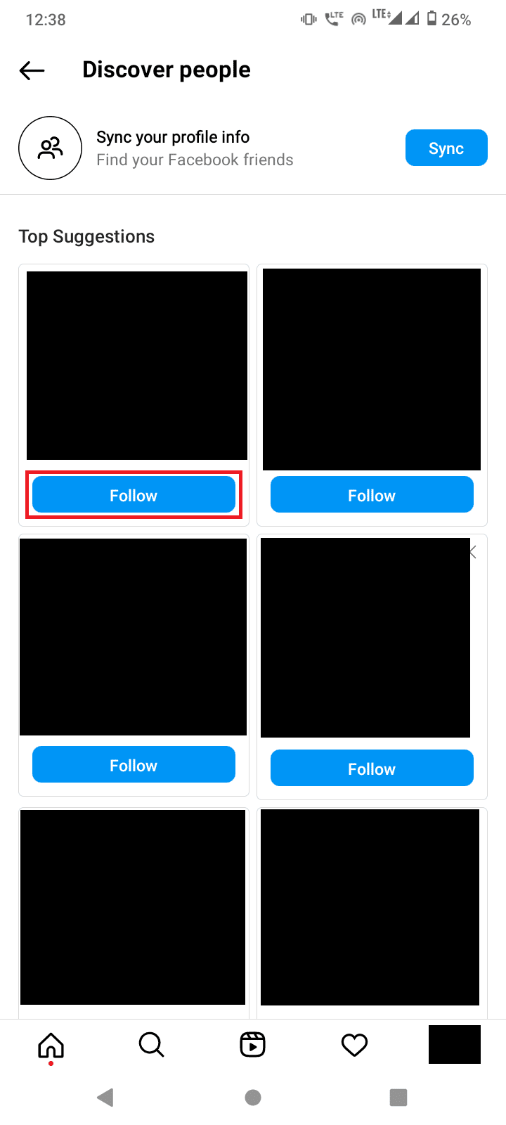 tap follow button