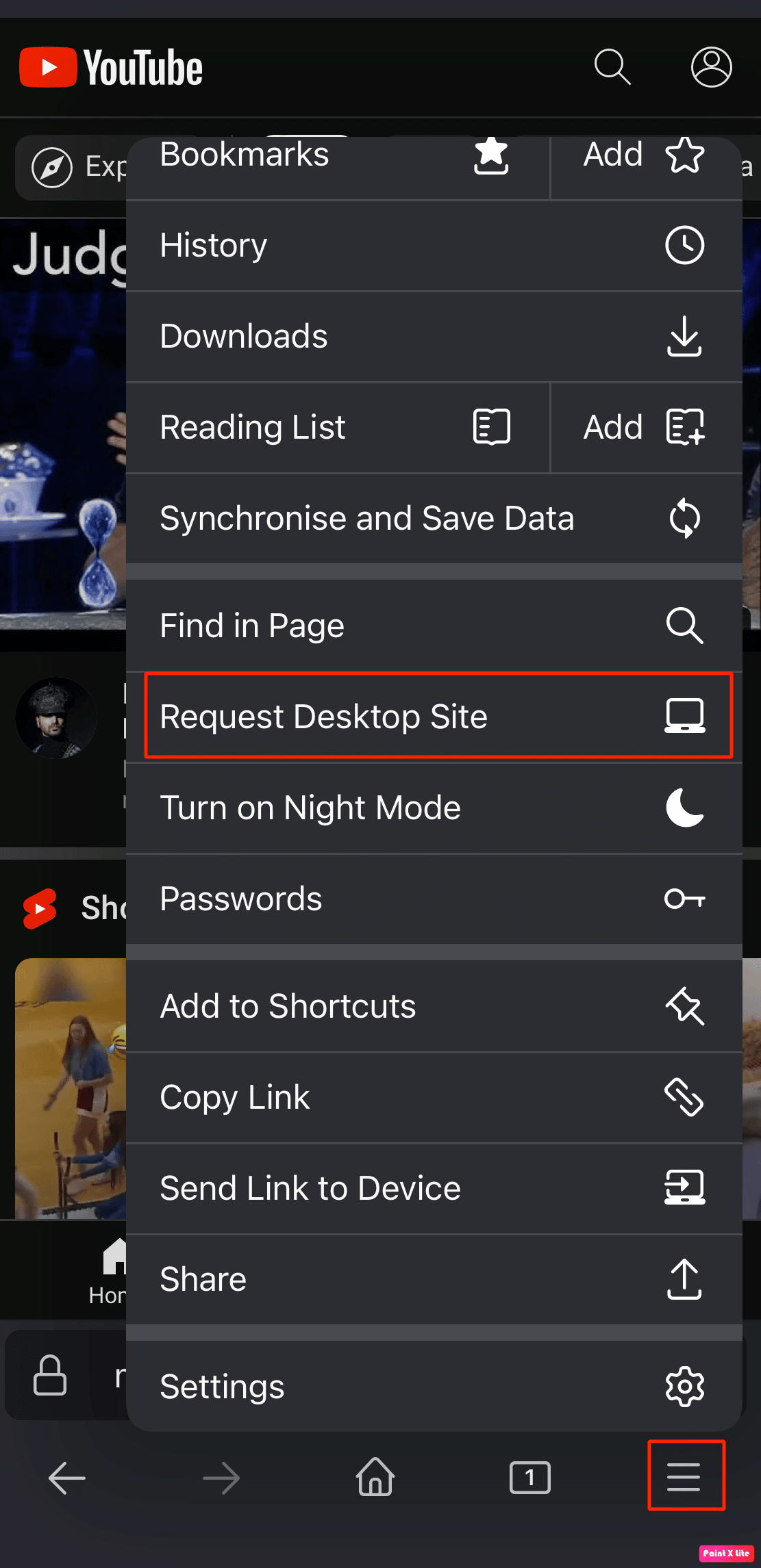 tap on 3 horizontal lines and select request desktop site