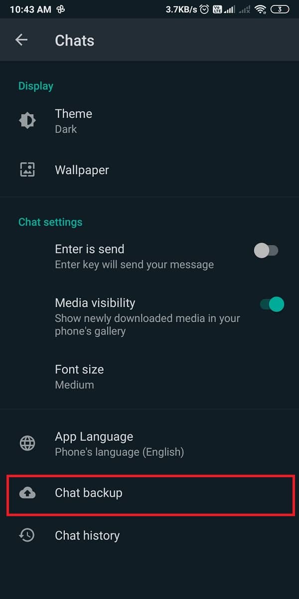tap on Chat backup.  | How To Disable Whatsapp Calling?