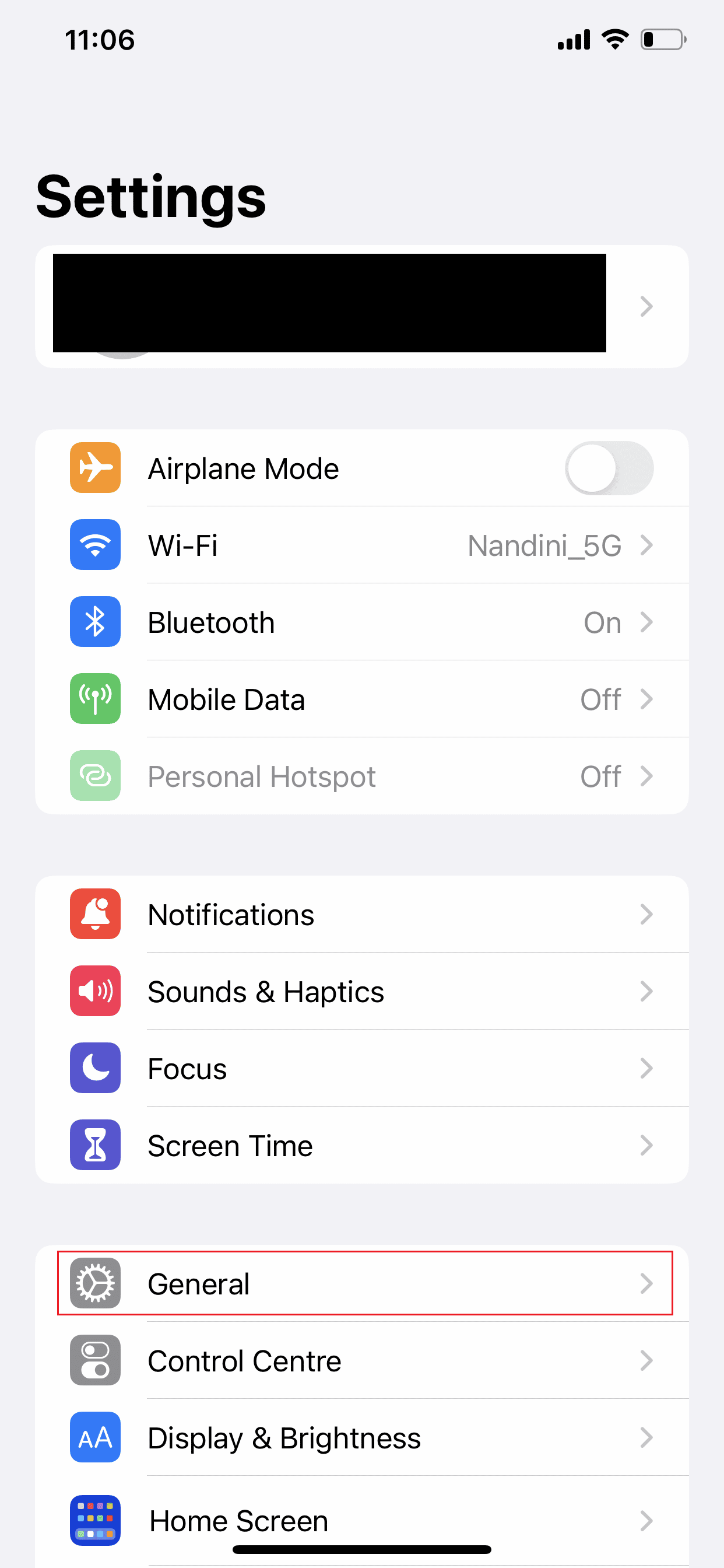 tap on General from the menu | fix iPhone screen flickering and unresponsive