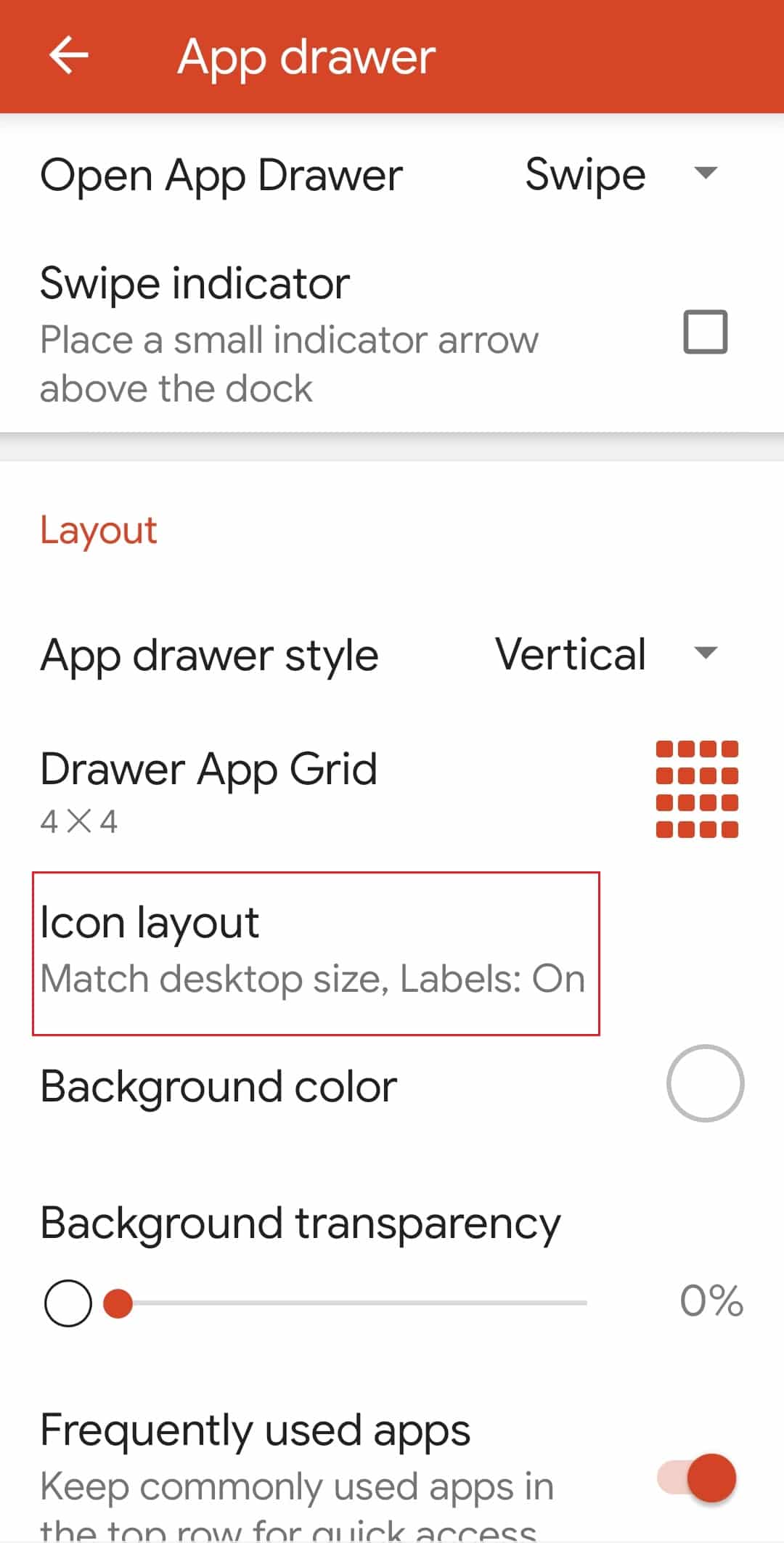 tap on Icon layout in Nova launcher