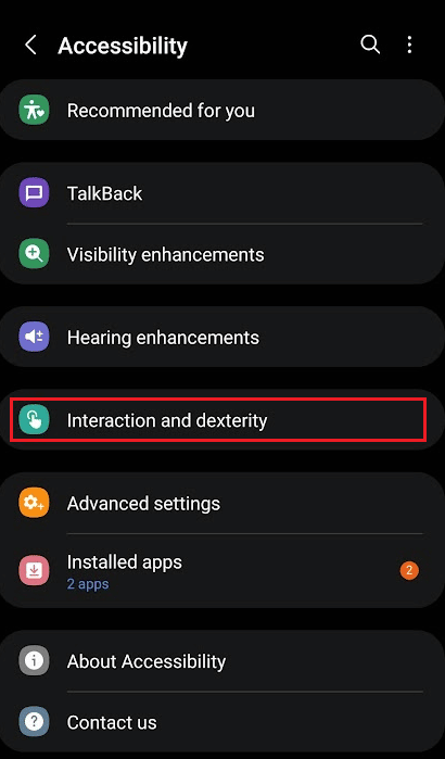 tap on Interaction and dexterity | How to Take Screenshot in Samsung A51 without Power Button