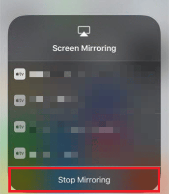 tap on Stop Mirroring option in the pop-up