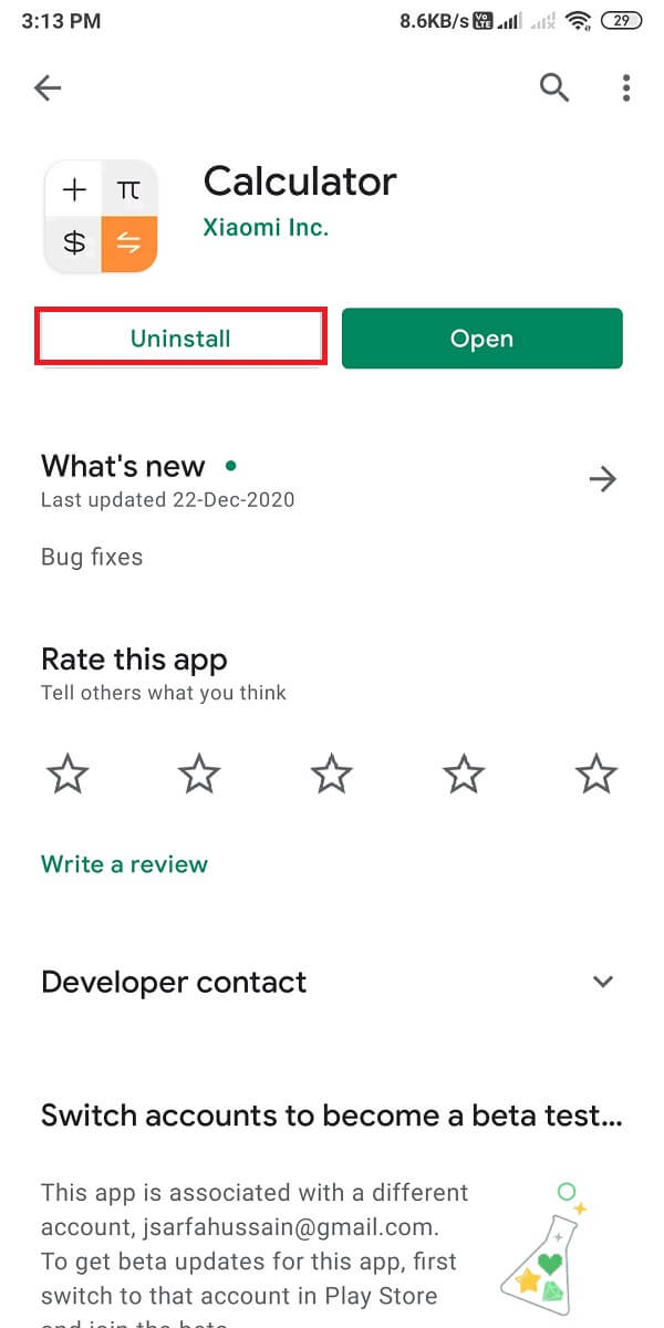 tap on 'Uninstall' to remove the app from your phone. 