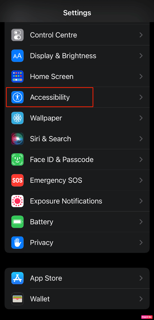 tap on accessibility on iphone