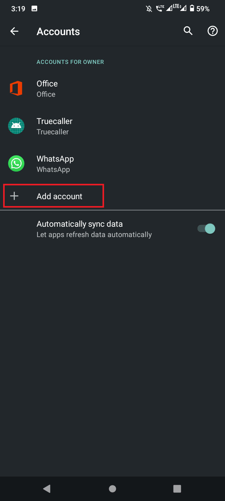 tap on add account. Fix Google Play Store Error 963