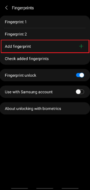 Tap on Add fingerprint option
