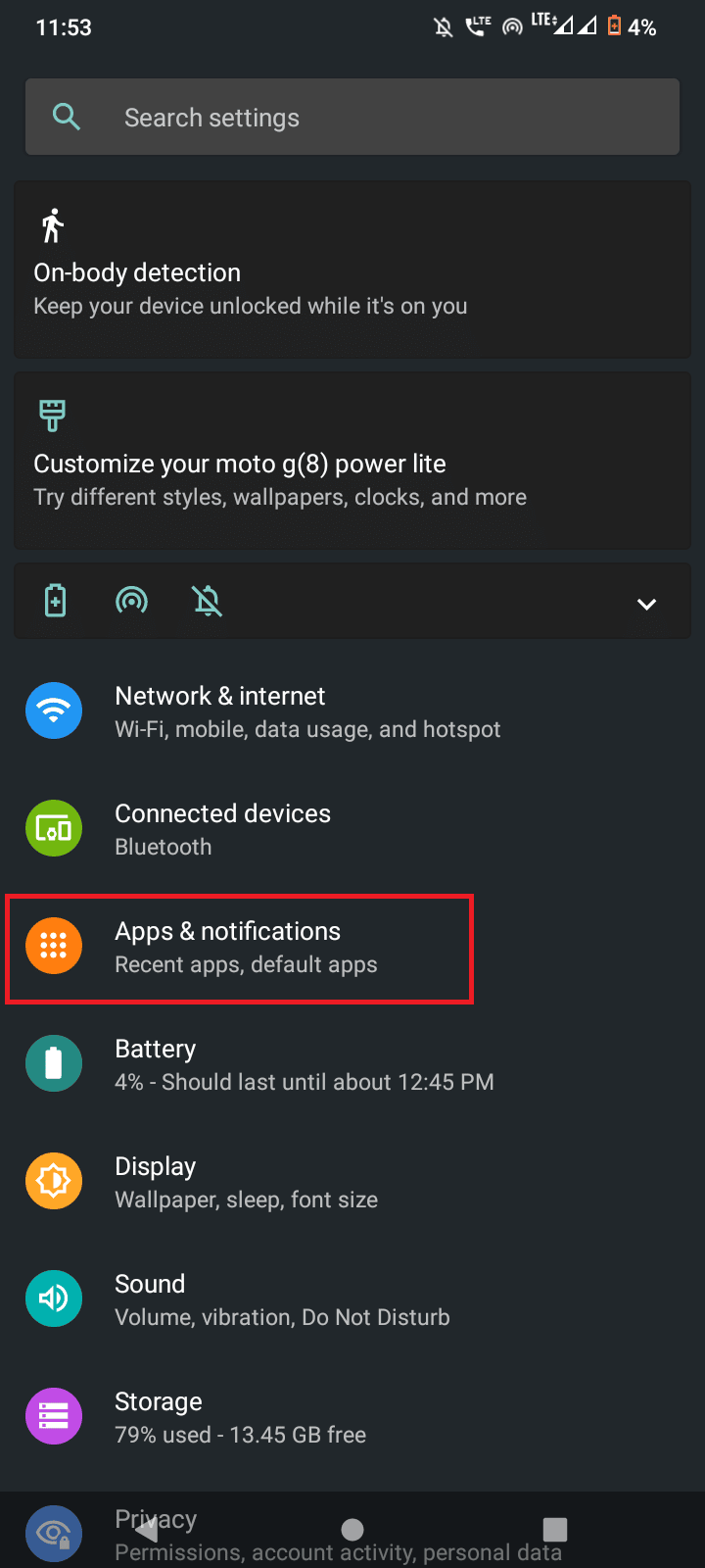 Tap on Apps and notifications
