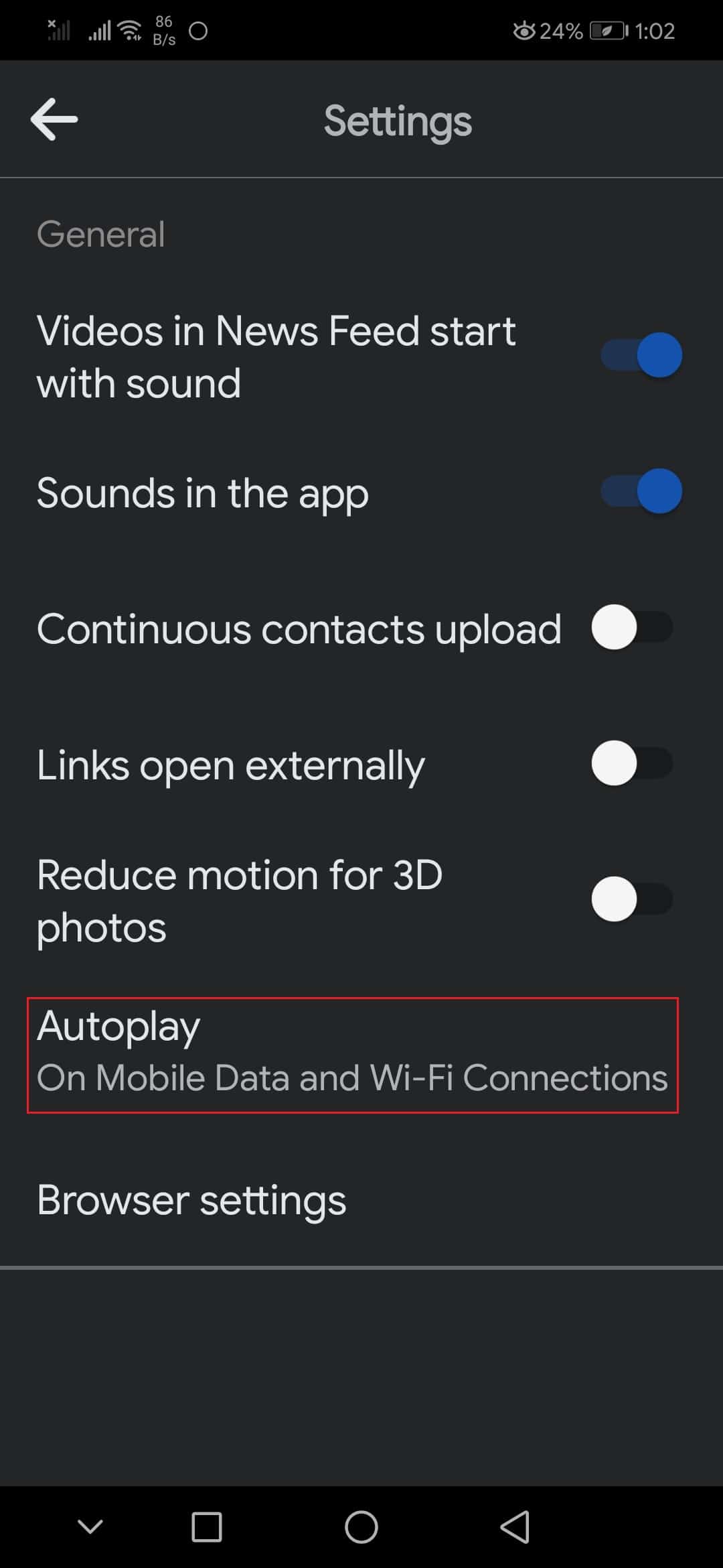 tap on autoplay option