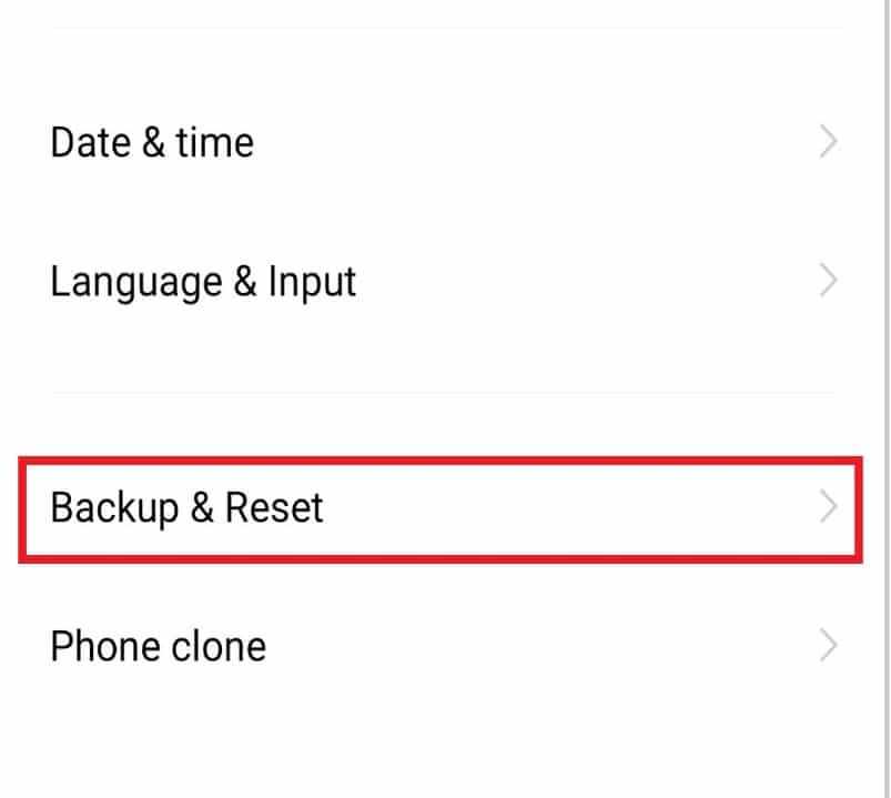 Tap on Backup and Reset