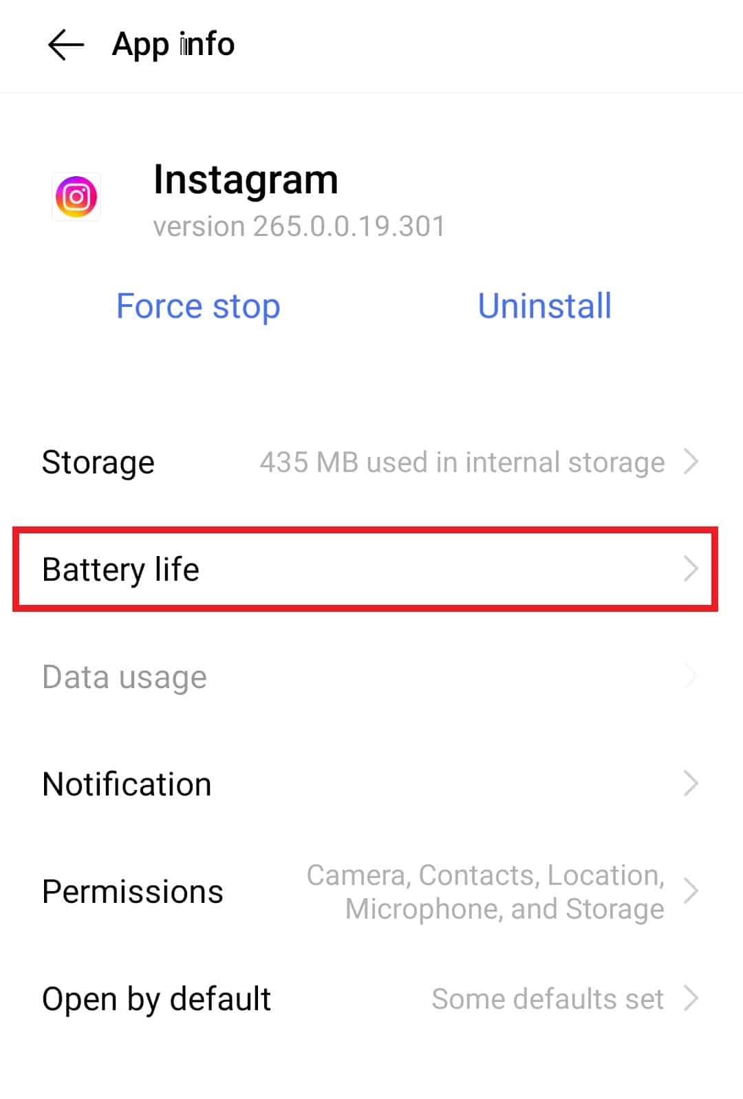 Tap on Battery life