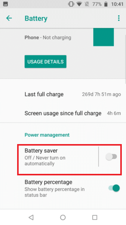 Toque Ahorro de batería. Reparar la videollamada de WhatsApp que no funciona en iPhone y Android