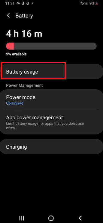 Tap on Battery Usage