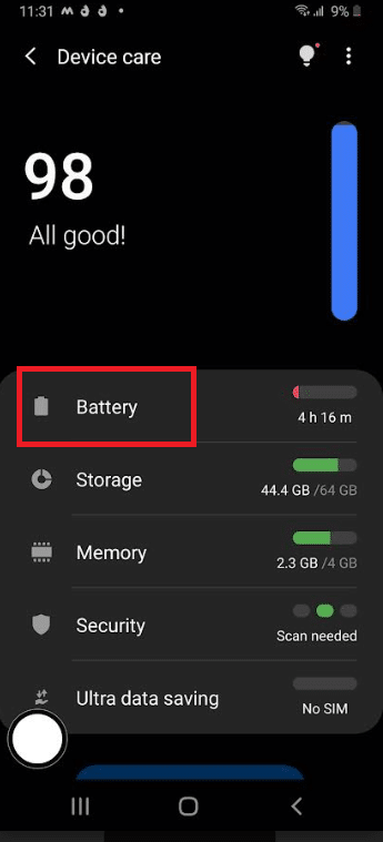 Tap on Battery. Fix Samsung Note 4 Battery Draining Issue