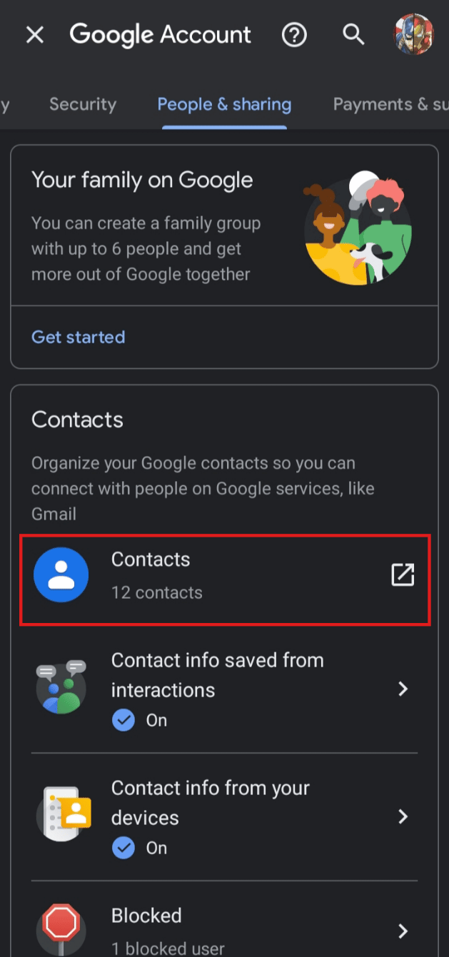 Tap on Contacts.