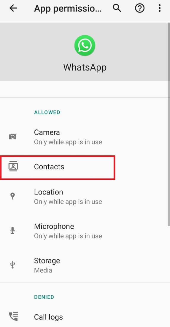 Tap on Contacts