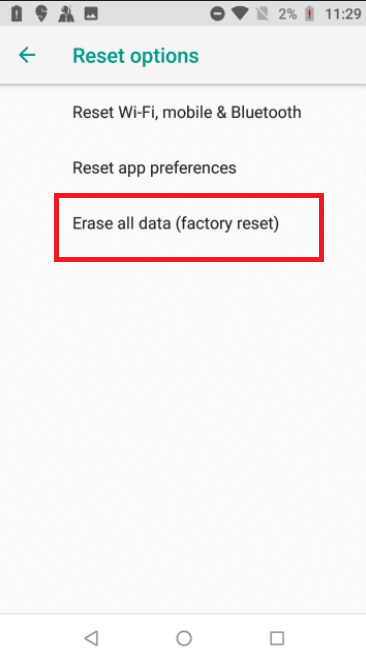 Tap on Erase all data factory reset. Fix Virus Pop Up on Android