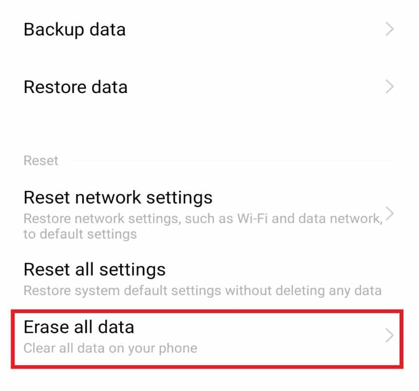 Tap on Erase all data. Fix System UI has Stopped Black Screen on Android