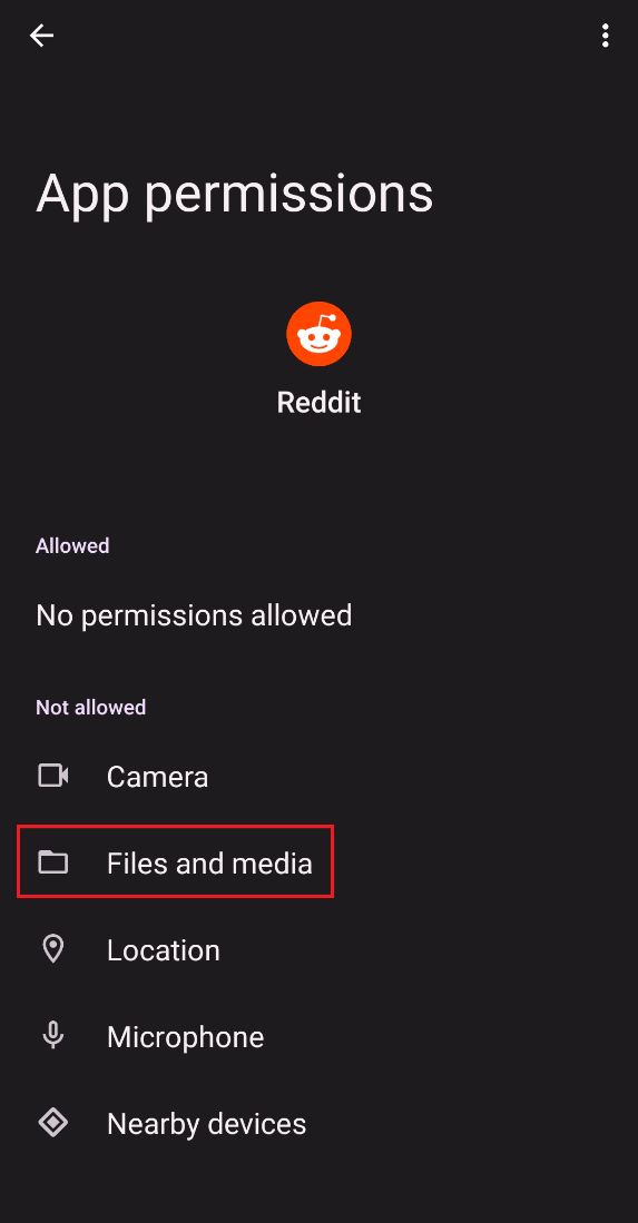 tap on files and media. Fix Reddit Chat Error Loading Content