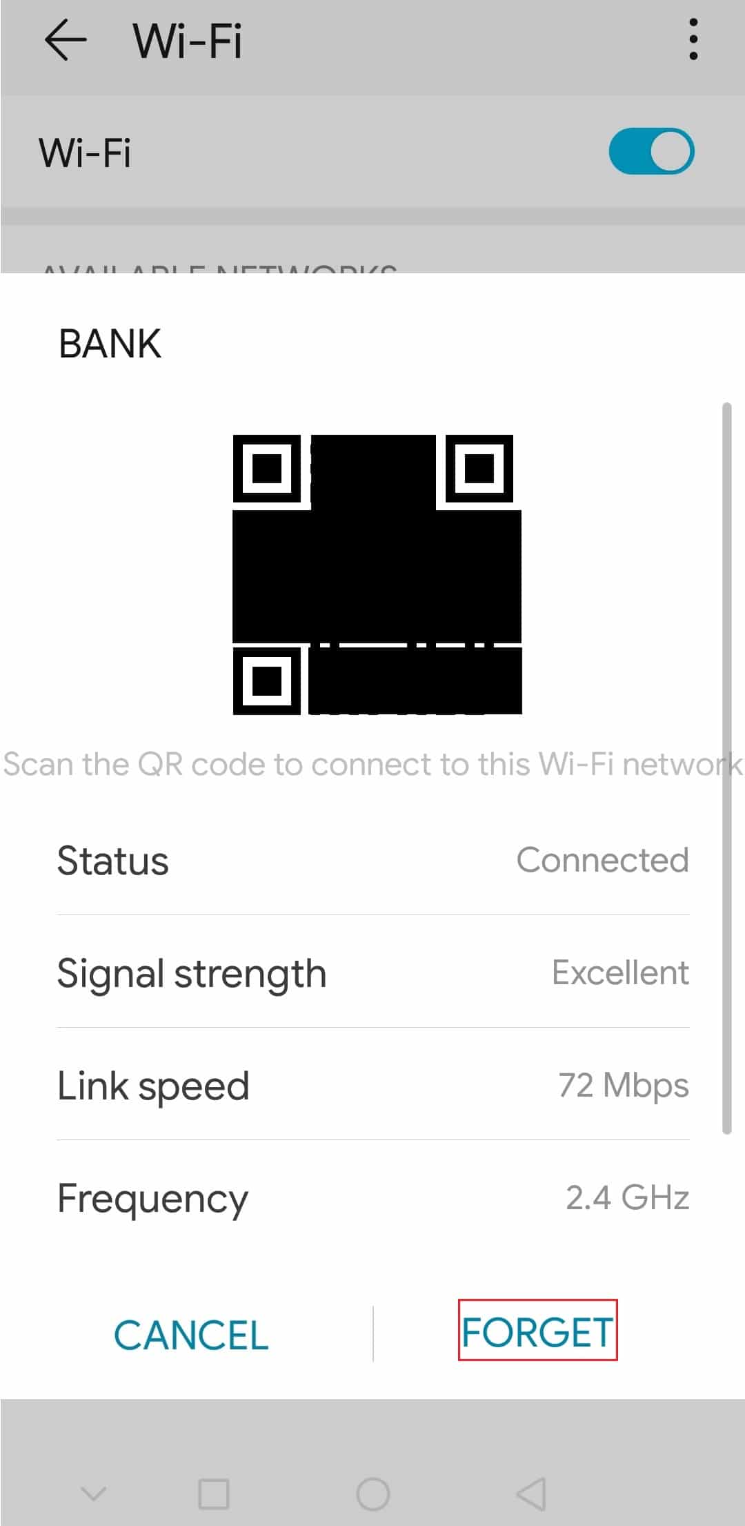 tap on forget to disconnect wifi network. Fix WiFi Keeps Turning Off on Android